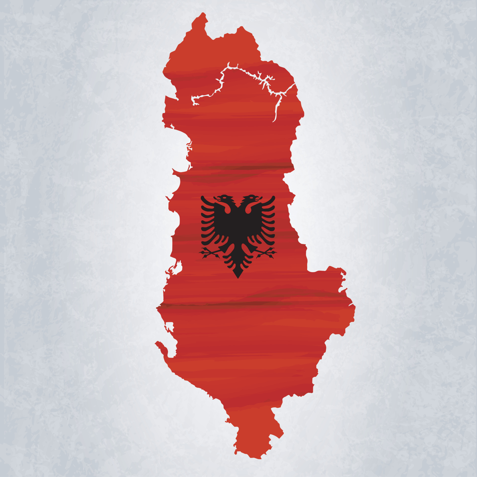 Albania Map with Flag